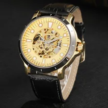 GOER brand Men s Skeleton wrist watch Luminous waterproof Machinery fully automatic Leather male sports Watch