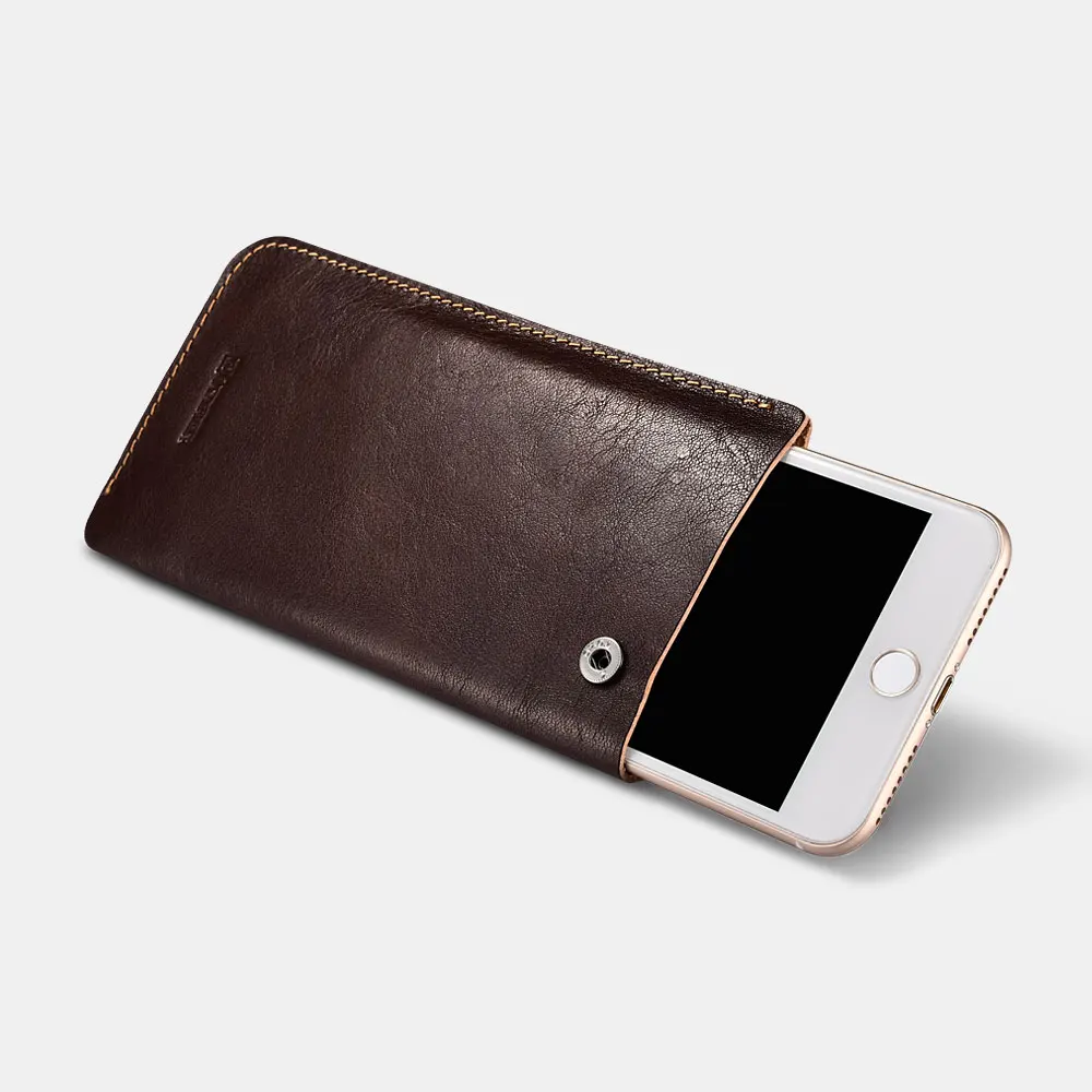

For Iphone 8 7s plus Vegetable Tanned Leather 5.5inch Straight Leather Pouch 4.7inch Universal Mobile Phone Pouch for Iphone 6