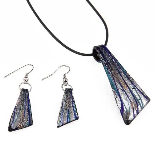 Комплект из муранского стекла ожерелье с полосками серьги