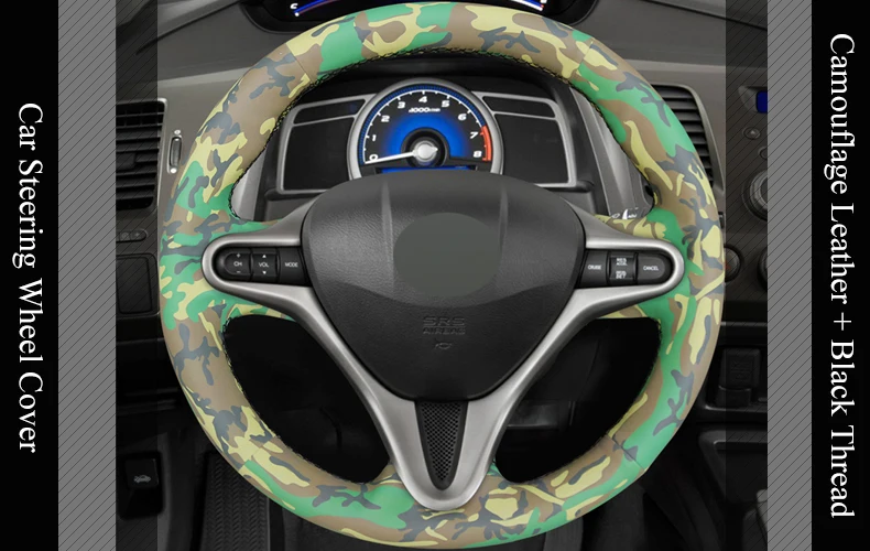 LQTENLEO камуфляжная кожаная прошитая вручную крышка рулевого колеса для Honda Civic 8 2006-2009 старый Civic 2001-2011(3 Спицы