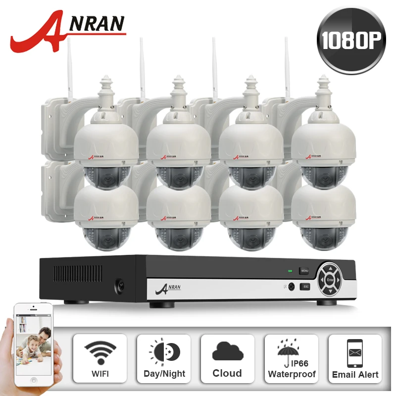 8CH NVR Network Video Recorder Surveillance System Onvif 1080P HD H.264 Pan Tilt Outdoor