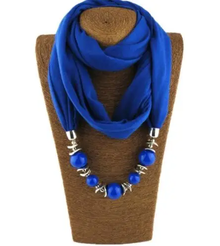 Модный шарф ожерелье кулон женский большой бисер кулон шарф ювелирные изделия обертывание мягкий богемный подарок ювелирных изделий - Окраска металла: blue