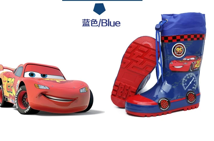 Fashionable Children's Rubber Cartoon Rainshoes Boys'Antiskid Rainshoes Blue Primary School Students' Water Shoes Baby Slippers