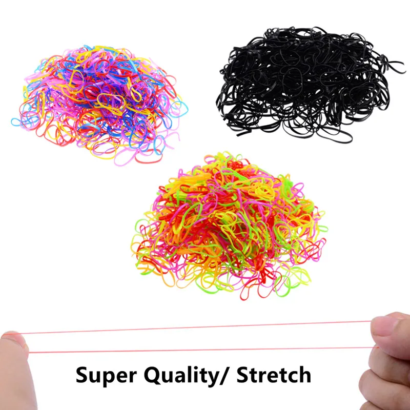 

500 Pcs/Pack Super Elastic Candy Color Mix Elastic Hair Bands Kids Hair Ties Ponytail Holder Children Accessories PT073