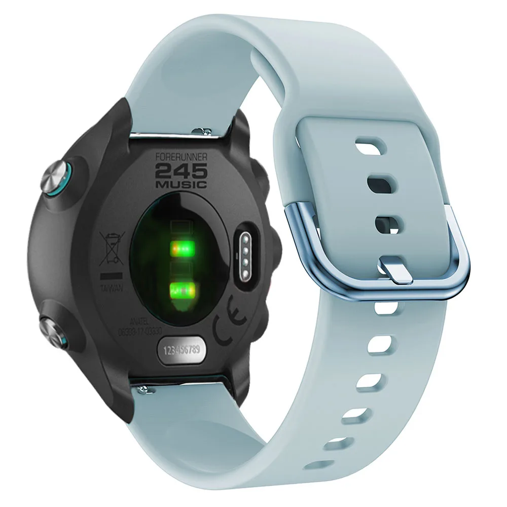 Light blue Модный спортивный силиконовый ремешок для Garmin Forerunner 245 245M Music 645 сменный ремешок для часов 20 мм резиновый ремешок для часов - Цвет ремешка: Light blue