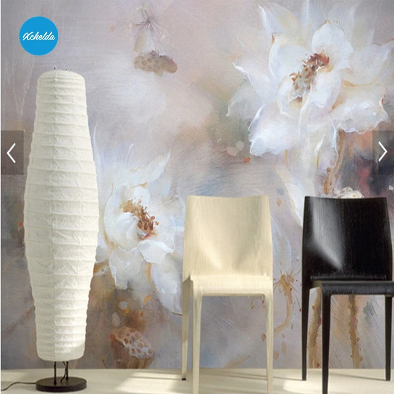 XCHELDA Custom 3D Wallpaper Design White Lotus Photo Kitchen Bedroom Living Room Wall Murals Papel De Parede Para Quarto