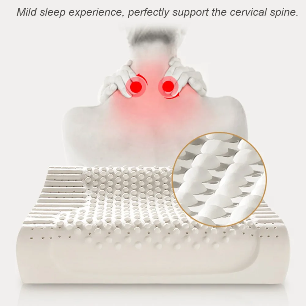 60-40-12-10cm-Breathable-Latex-Cervical-Vertebrae-Health-Care-Orthopedic-Massage-Pillow-Bed-Bedding-Natural