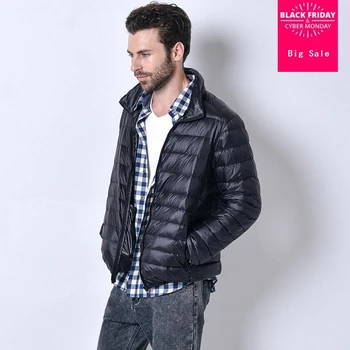 

3XL plus size Promotion discount 90% white duck down 2020 winter new men's lightweight down jacket solid color down coat w826