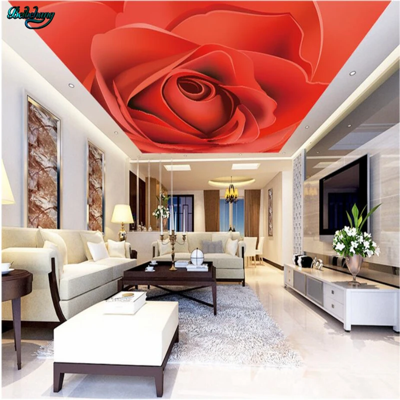 beibehang Large Custom Wallpapers HD Vector Atmosphere Red Rose Zenith Mural Home Decoration | Обустройство дома