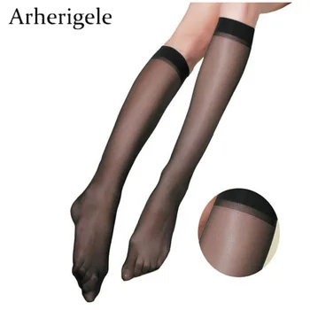 

Arherigele 10pcs 5pair Fashion Women's Nylon Socks Ultrathin Sexy Stockings Solid Transparent Over Knee Socks Crystal Silk Sock