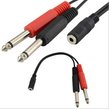 

20cm 3.5mm Female Plug to 2×6.35mm TRS Mono Male Jack Audio Socket Adapter Cable 10Pcs/Lot