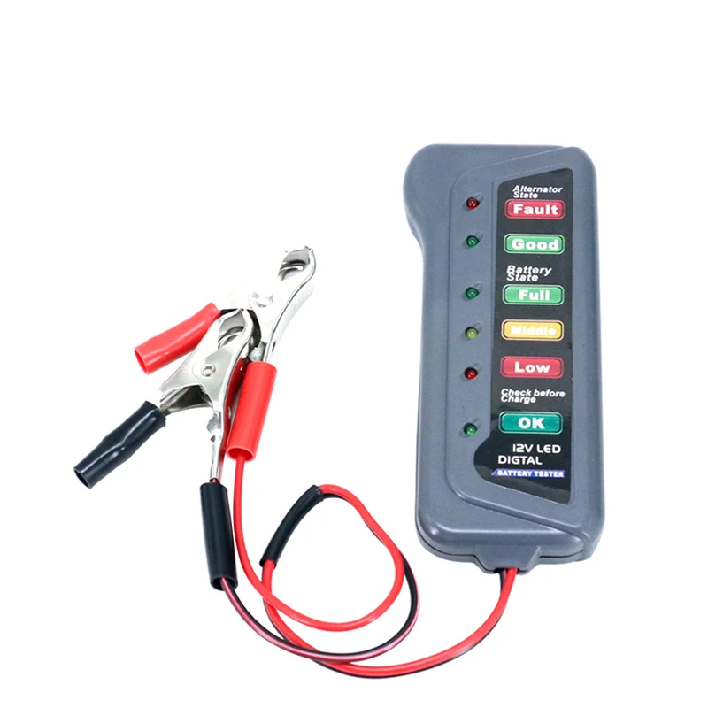 12 V Original Car Digital Battery Checker Tester Alternator 6 LED Lights Display for Cars