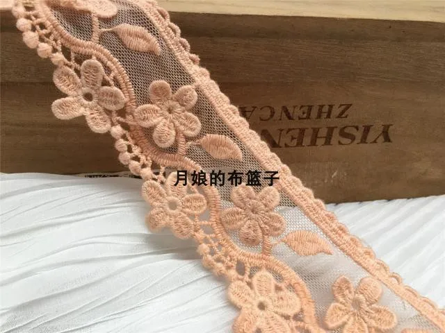 

Orange mesh three-dimensional flower embroidery water-soluble cotton thread lace accessories diy 6 cm wide