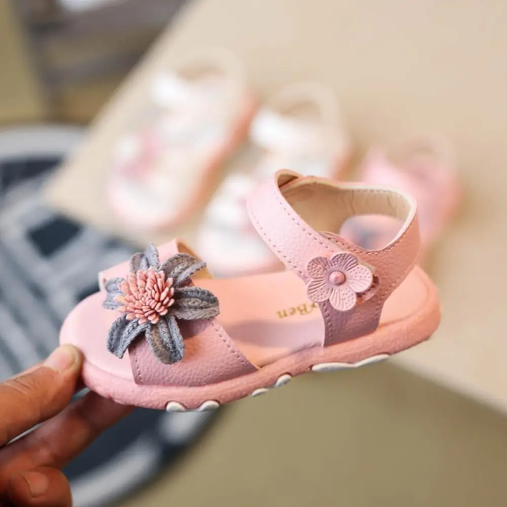 Lanhui Sandals Kids Toddler Girls Solid Flower Princess Beach Shoes Wedding