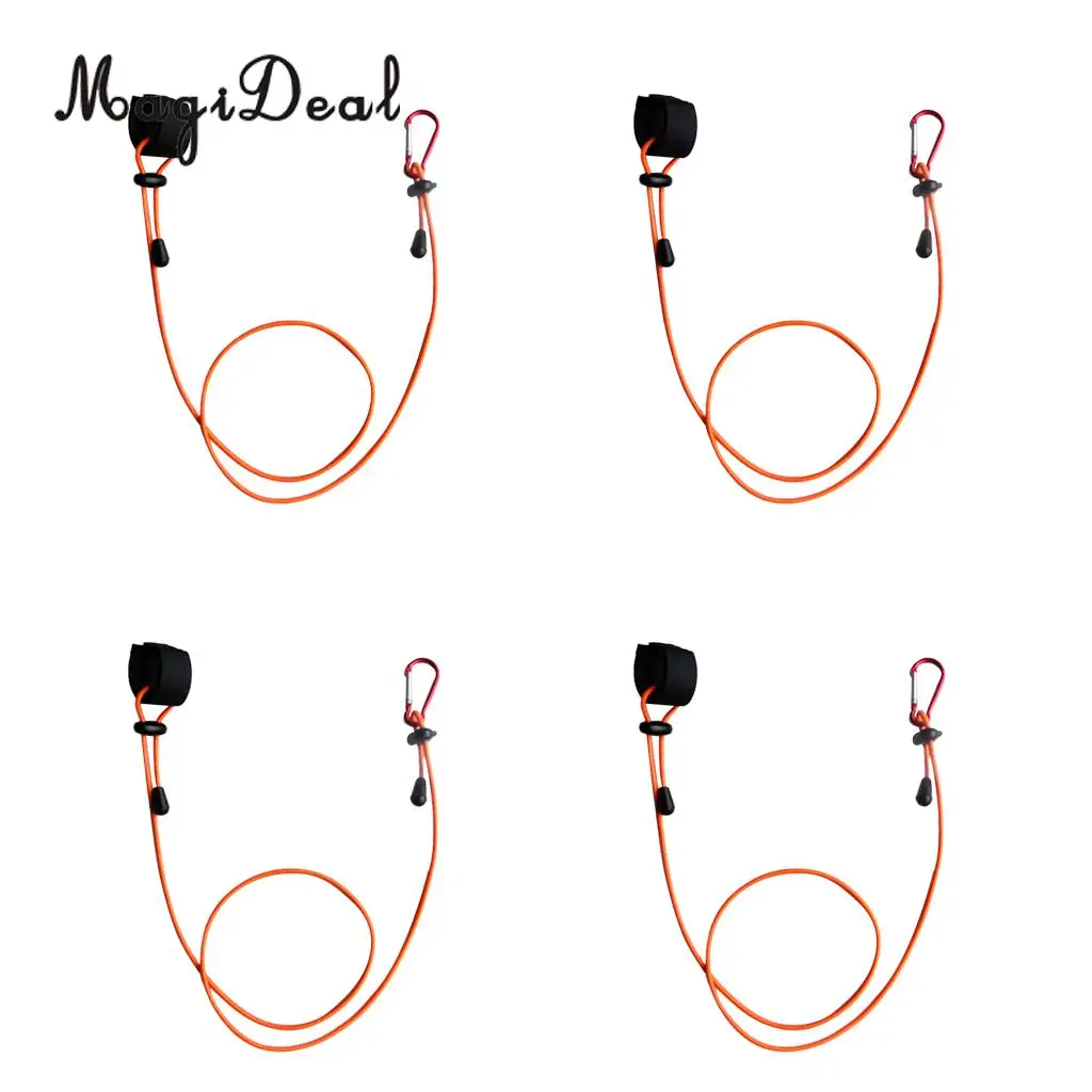 MagiDeal 4Pcs 107cm Elastic Kayak Paddle Leash Fishing Rod Holder Safety Lanyard Tether for Small Boat Canoeing Water Sport Acce