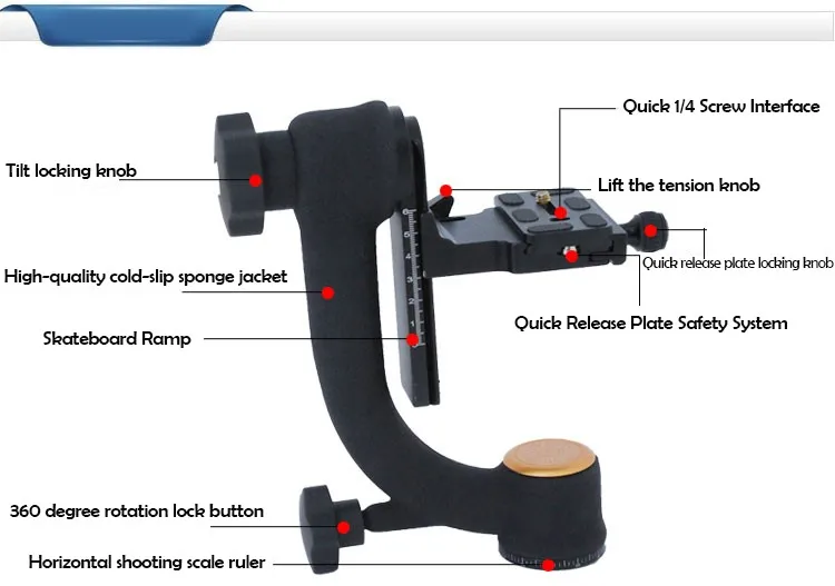QZSD Q45 панорамный стрелы Профессиональный карданов подвес в виде насадки на штатив с функцией панорамной съемки на 360 градусов птица-качели для телеобъектива видеокамеры DSLR