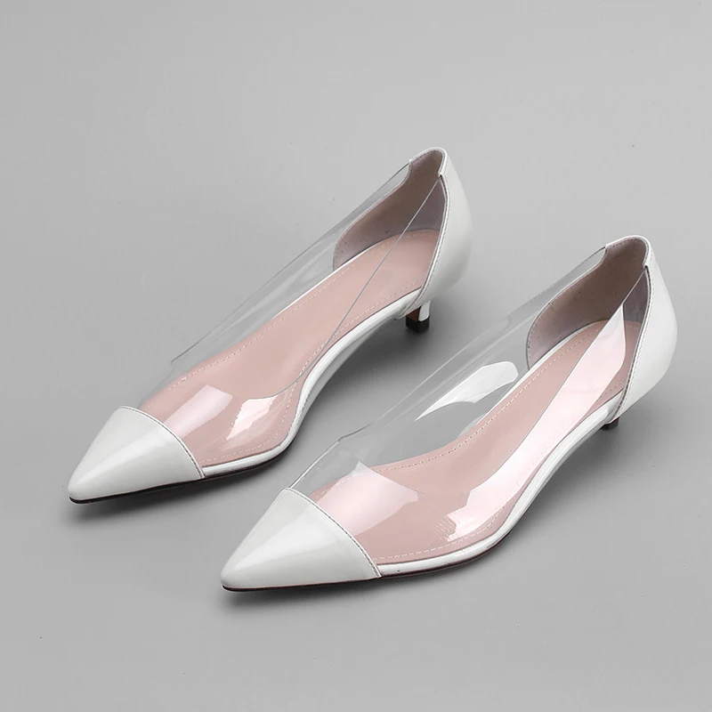 ESVEVA 2019 Women Pumps Thin Low Heel Patent Leather Transparent Sexy Pointed Toe Basic Fashion Ladies Shoes Size 34-39 ESVEVA 2019 Women Pumps Thin Low Heel Patent Leather Transparent Sexy Pointed Toe Basic Fashion Ladies Shoes Size 34-39