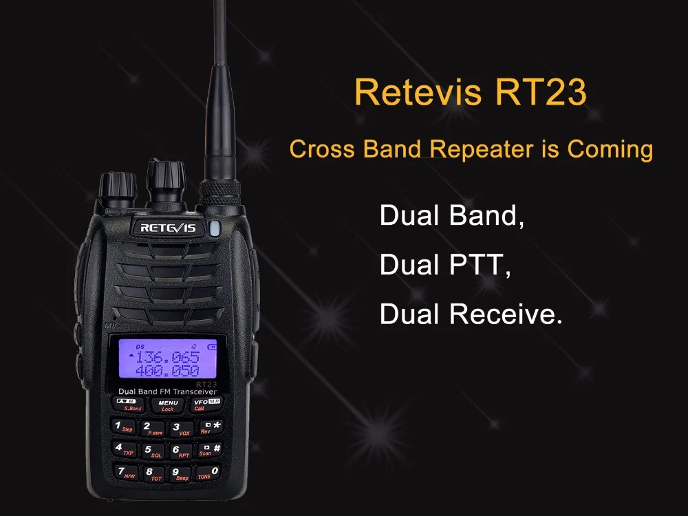 Retevis RT23 двойное получение портативная рация Dual PTT 5 Вт 128CH VHF UHF Dual Band 1750 Гц DTMF сканирование fm-радио кросс-полосный повторитель Func