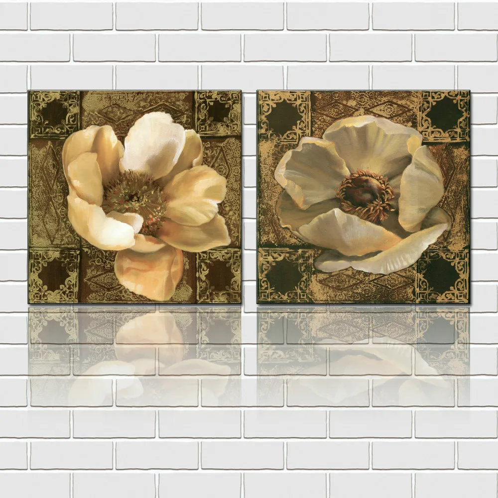 2 Panels 16 x 16&quot SQUARE FLOWERS CANVAS PRINT | Дом и сад