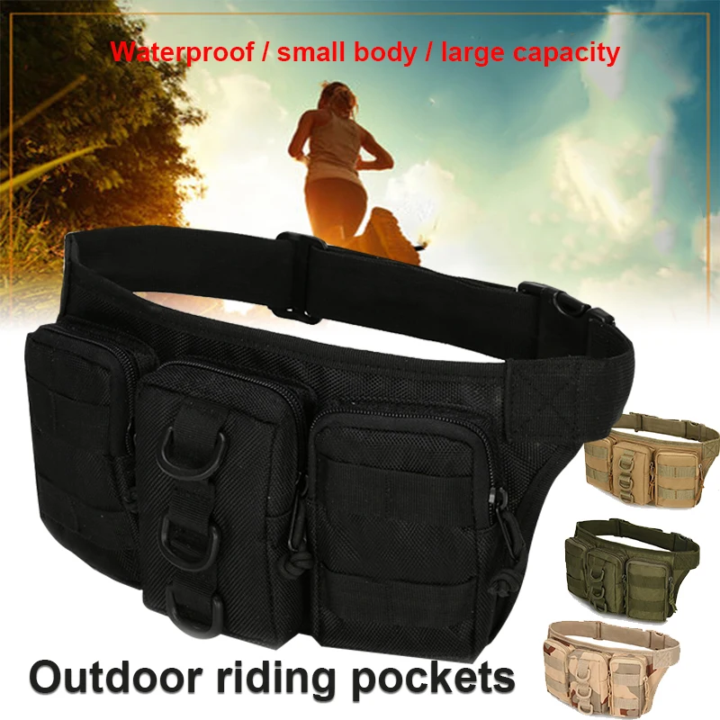 

800D Outdoor Tactical Bag Waterproof Waist Bag Belt Military Pouch Pocket Molle Running Travel Camping Hiking Cycling Waist Bags