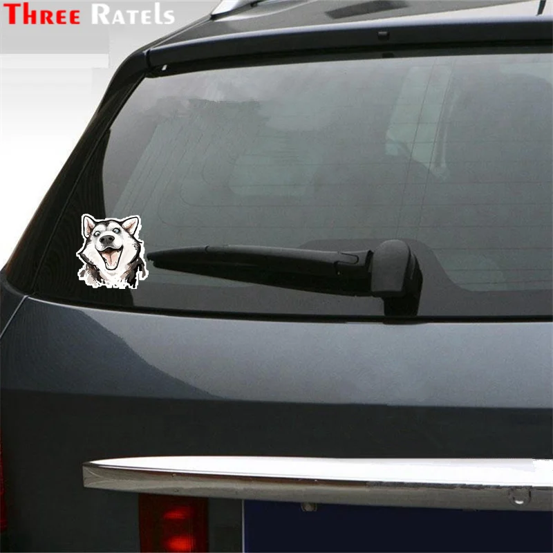 Three Ratels TRL539#13x11,4 см собака эрха Хаски забавные Автомобильные наклейки ПВХ водонепроницаемые наклейки на автомобильные виниловые наклейки