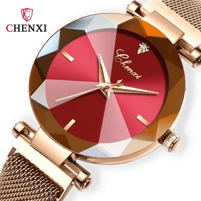 

CHENXI brand women's watch magnetic stainless steel mesh strap female watch waterproof quartz watch vibrating new net red wrist