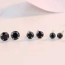 Маленькие серьги из стерлингового серебра 925 пробы для мужчин и женщин, ювелирные изделия, классические серьги-гвоздики для девушек, черный кубический цирконий, серьги