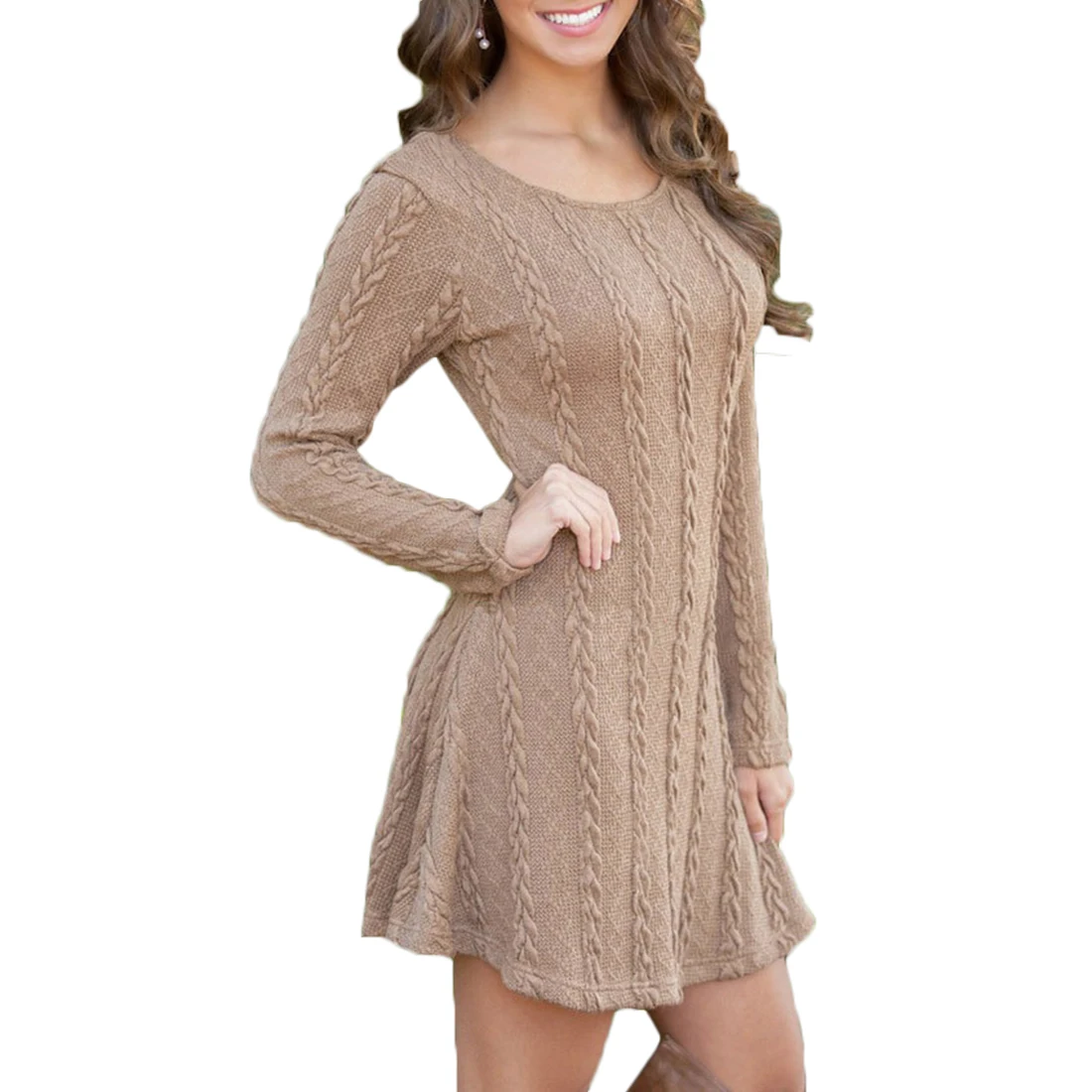 

YJSFG HOUSE Sexy Womens Winter Autumn Warm Long Sleeve Dresses Knitwear Ladies Knitted Sweater Jumper Dress Girls Plus Size 5XL