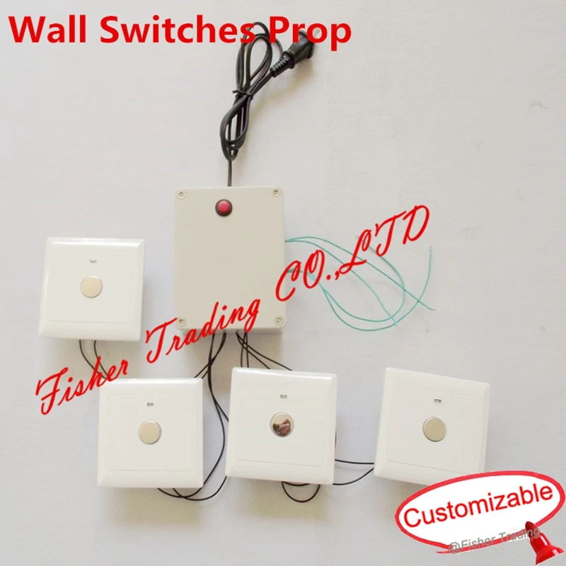 

props for escape from the mysterious room/ touch four wall switches to open the lock