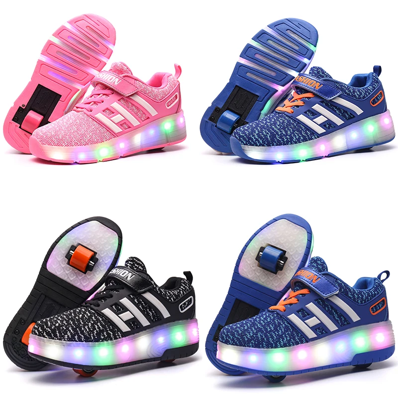 

High Quality Eur Size 30- 40 3 Colors Kid Luminous Sneakers Glowing USB Charge Boys LED Shoes Girls Footwear LED Slippers White