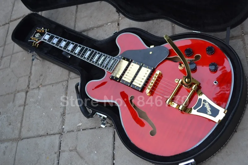 New! Classic Red ES 335 Jazz Guitar bigsby tremolo system electric