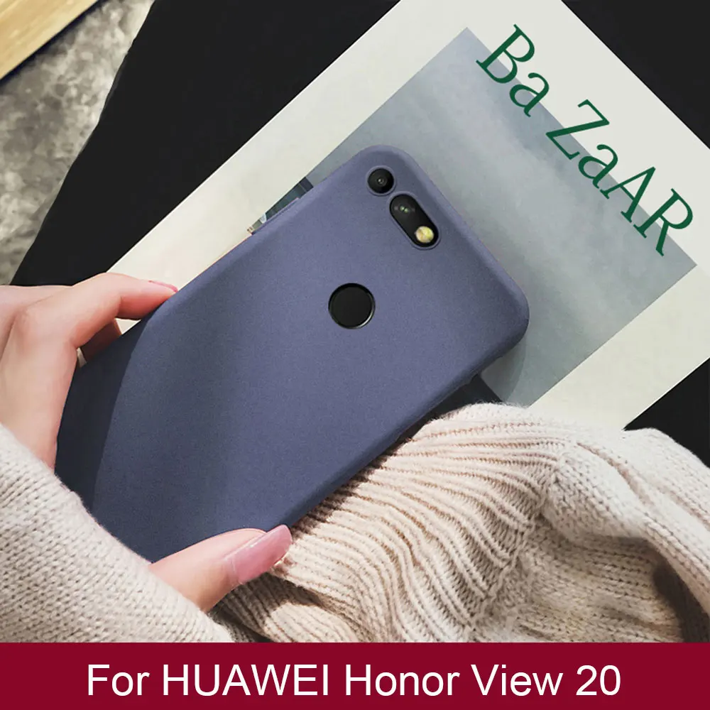 Матовый однотонный чехол LECAYEE для Honor View 20, huawei Honor V20, противоударный силиконовый мягкий чехол для телефона, чехол для взрослого очарования красного цвета - Цвет: Blue