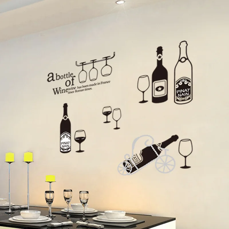 60x90cm European Wine Bottle Wall Stickers Wholesale Living Room Dining