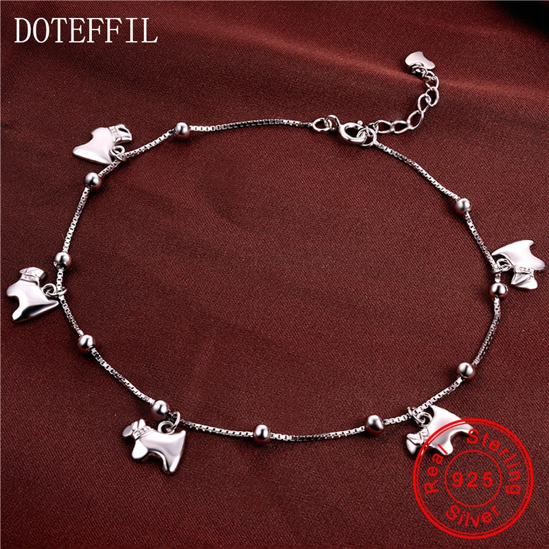 Женский браслет на ногу из серебра 100% пробы с подвеской в виде лошади|fashion anklet|silver