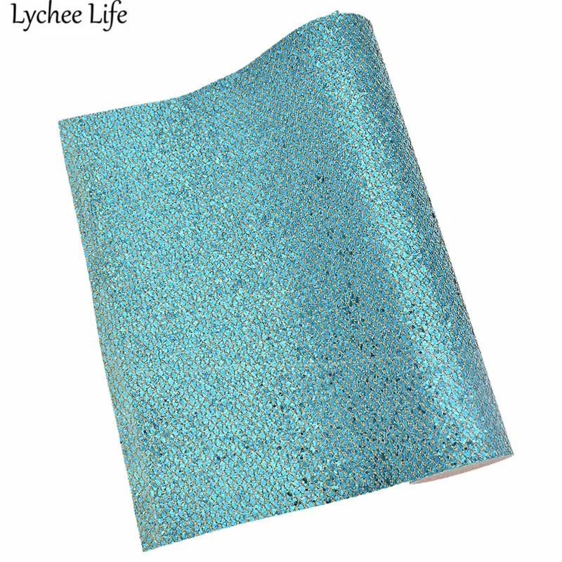 Lychee Life 29x21 см Сетка блеск синтетическая кожа ткань A4 PU ткань DIY ручной работы Швейные принадлежности для одежды украшения