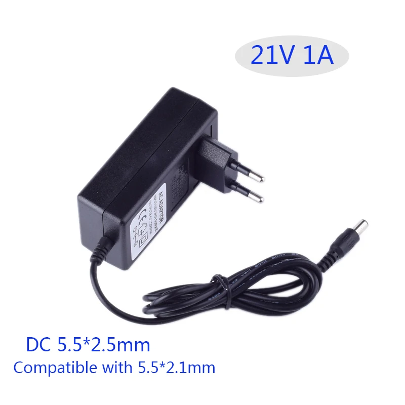 

DC 21V 1A 1000mA Smart Intelligent Lic Charger Electric Wrench Charger 18650 Li-ion LiPo Battery 5.5*2.5mm