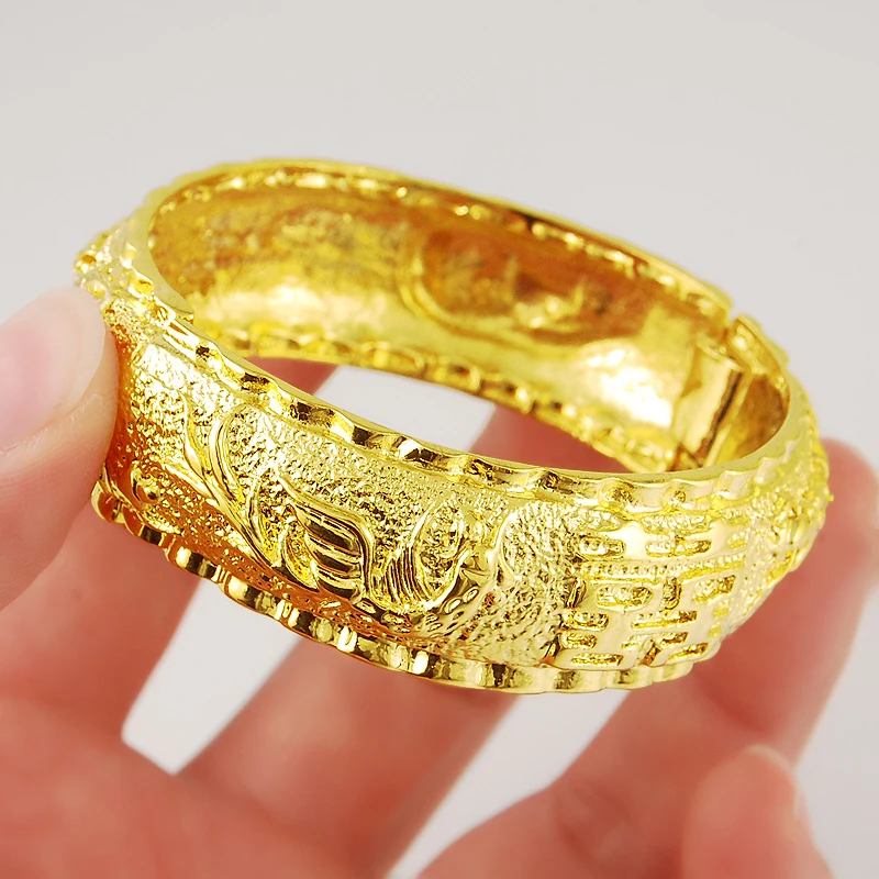 Buy High Quality 24K Real Yellow Gold Plated Big Wide