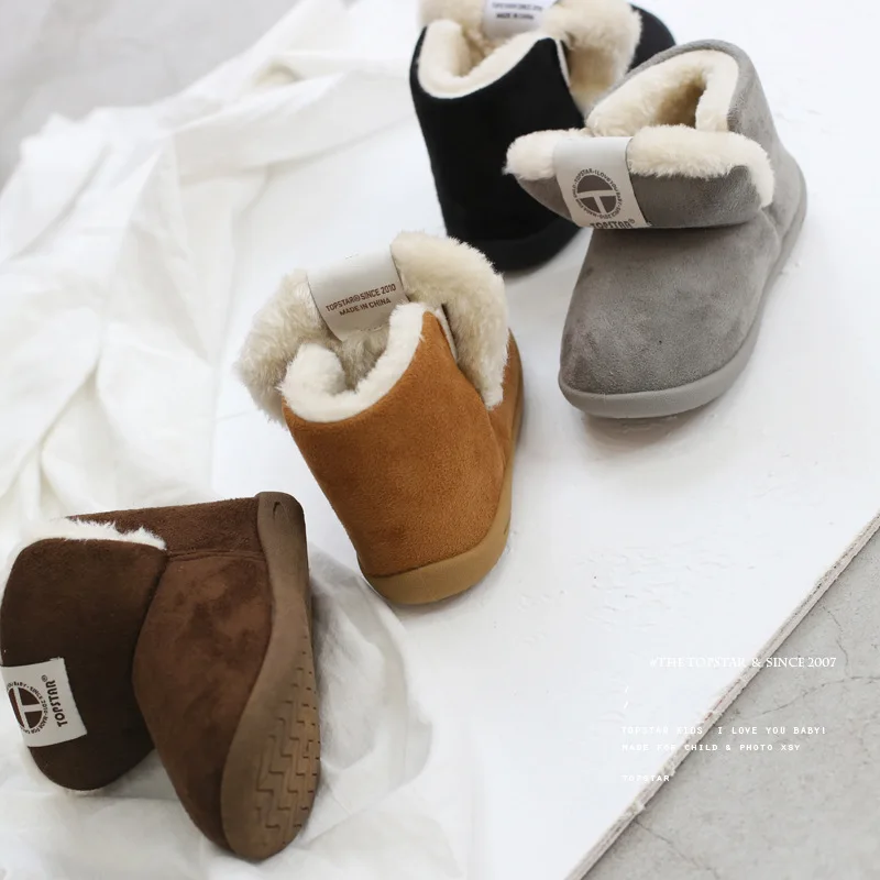 Winter new children's snow boots suede children's cotton shoes thick hair soft bottom baby cotton boots