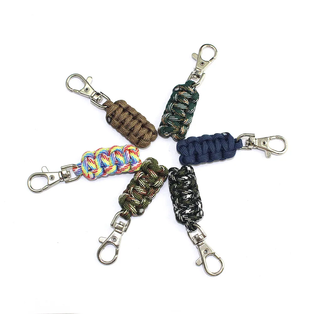 

50pcs EDC Outdoor Survival Parachute Cord Keychain Military Emergency Paracord Rope Carabiner 140kg Tensile Strength Wholesale