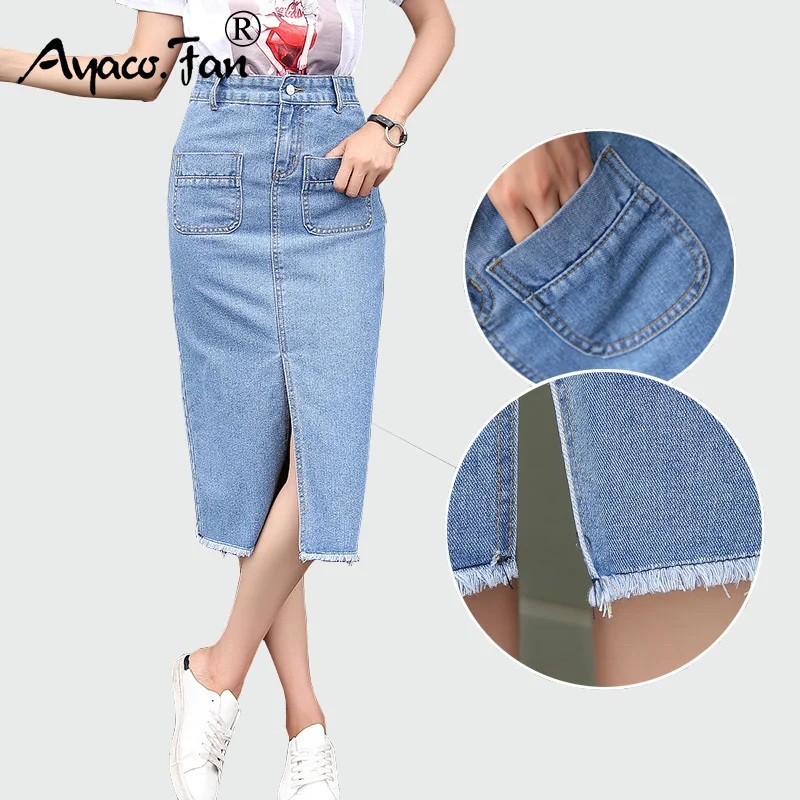 Женская обтягивающая юбка длинные джинсы с разрезом 2019|long skirt|denim skirthip skirt |