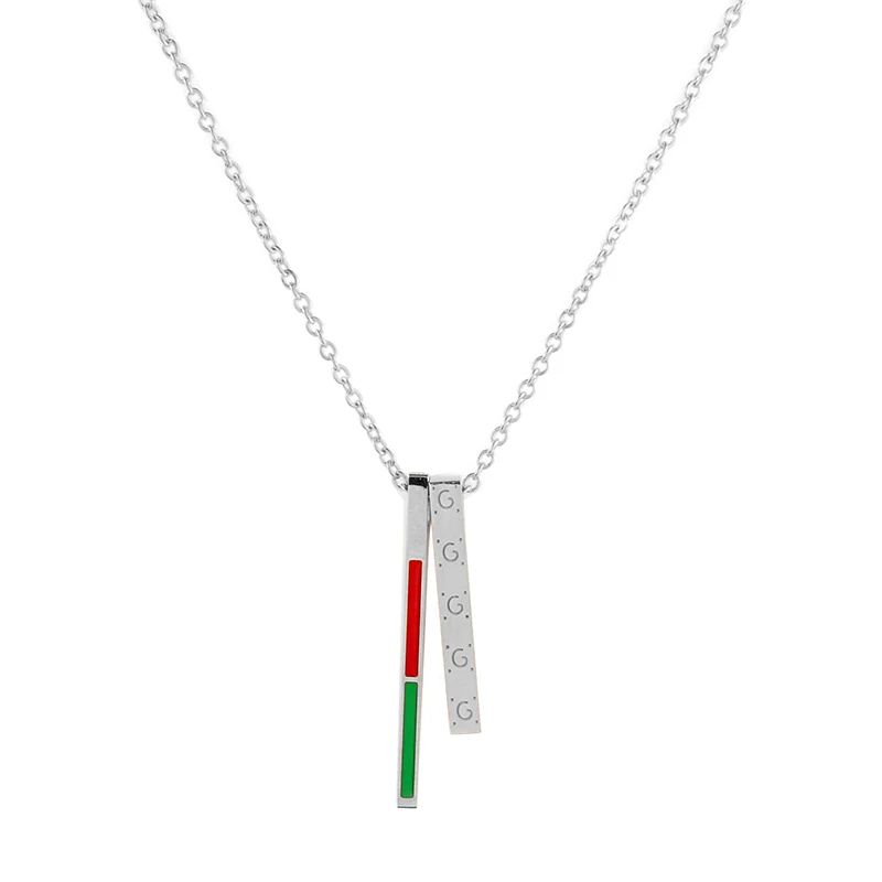 Women Stainless Steel Necklaces Long Strip Jewelry Colorful Trendy Stick Pendant Necklace Hollow Long Link Chain Collier Femme - Окраска металла: silver