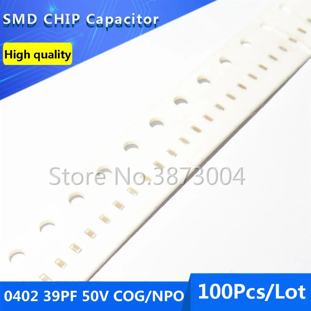

100pcs 0402 39PF 50V COG/NPO 5% Thick Film Chip Multilayer Ceramic Capacitor