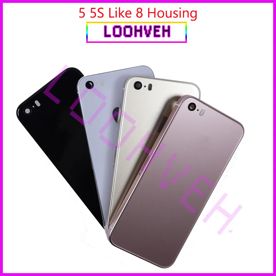 Задняя крышка для IPhone 5 задняя на заднюю панель корпуса или SE Like 8 + наклейка