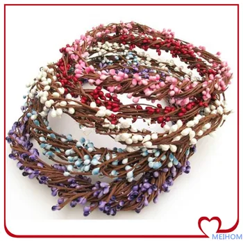 

Handmade Artificial Flower Stamens Diy Accessories Material Wreath Rattan Hand Ring Rattails Hair Bands for Wedding Decoration