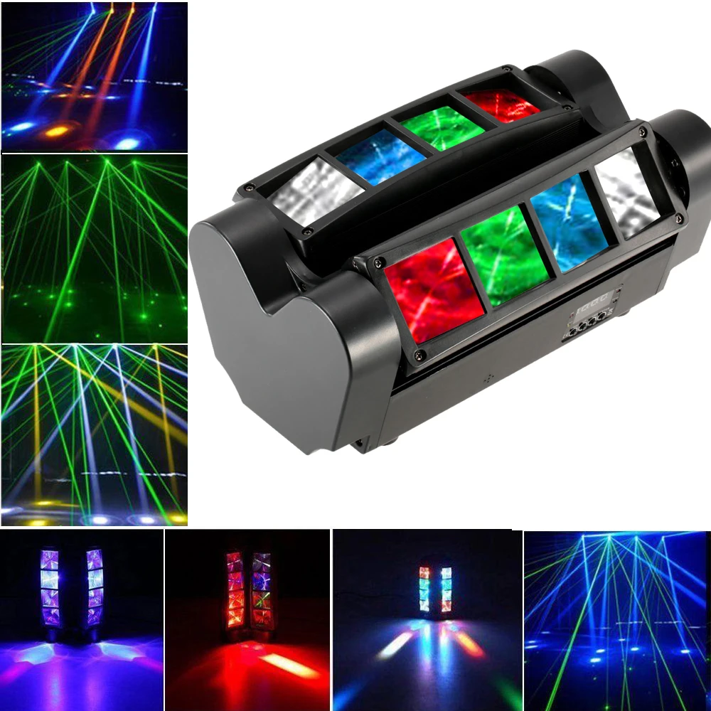

90W RGBW Stage Lighting Effect 7/13 Channels LED Sound Activated Auto Running Mini Spider Beam Light Head Moving Effect Lamp