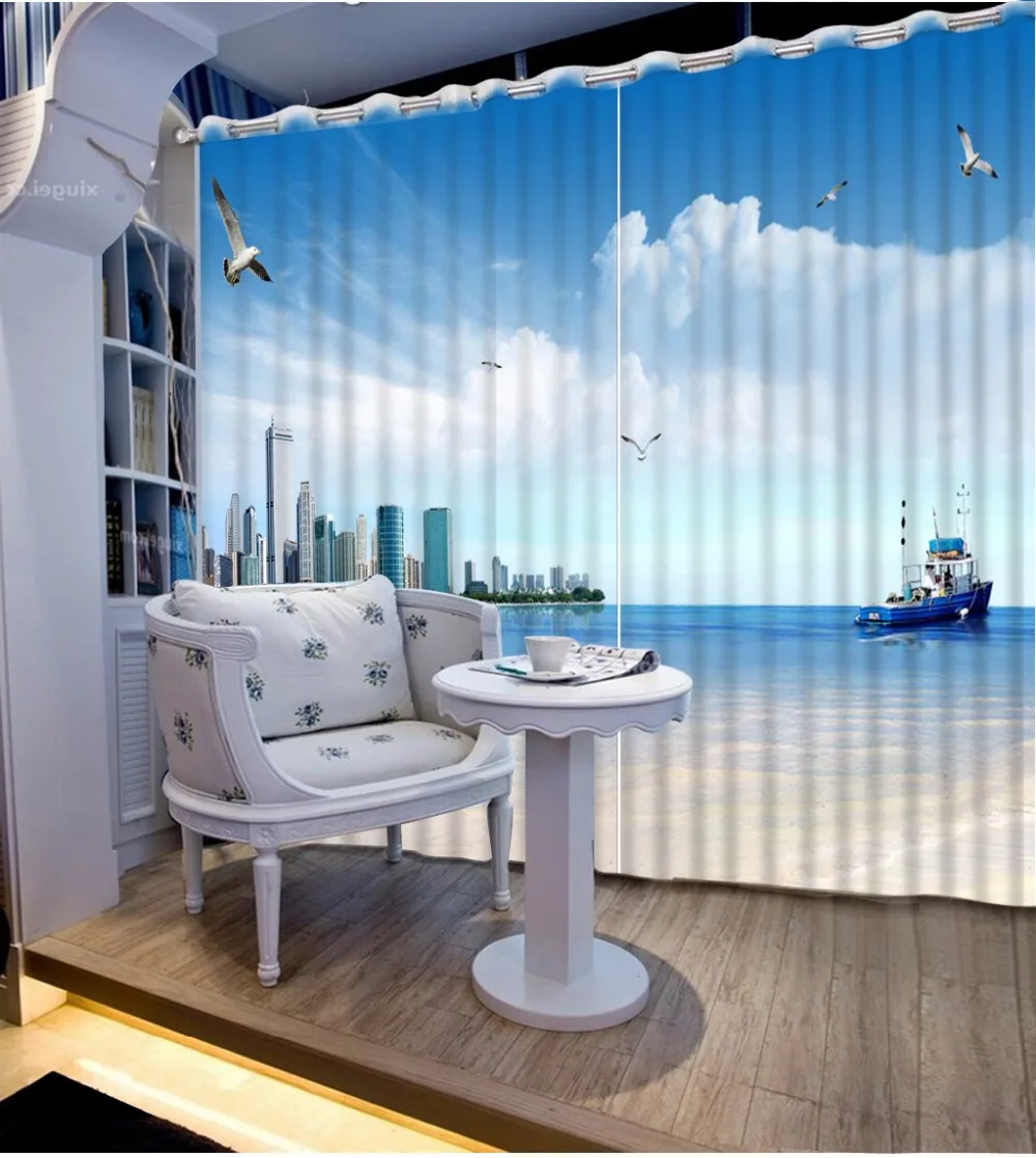3D занавески для морского города лодки спальни гостиной офиса гостиницы
