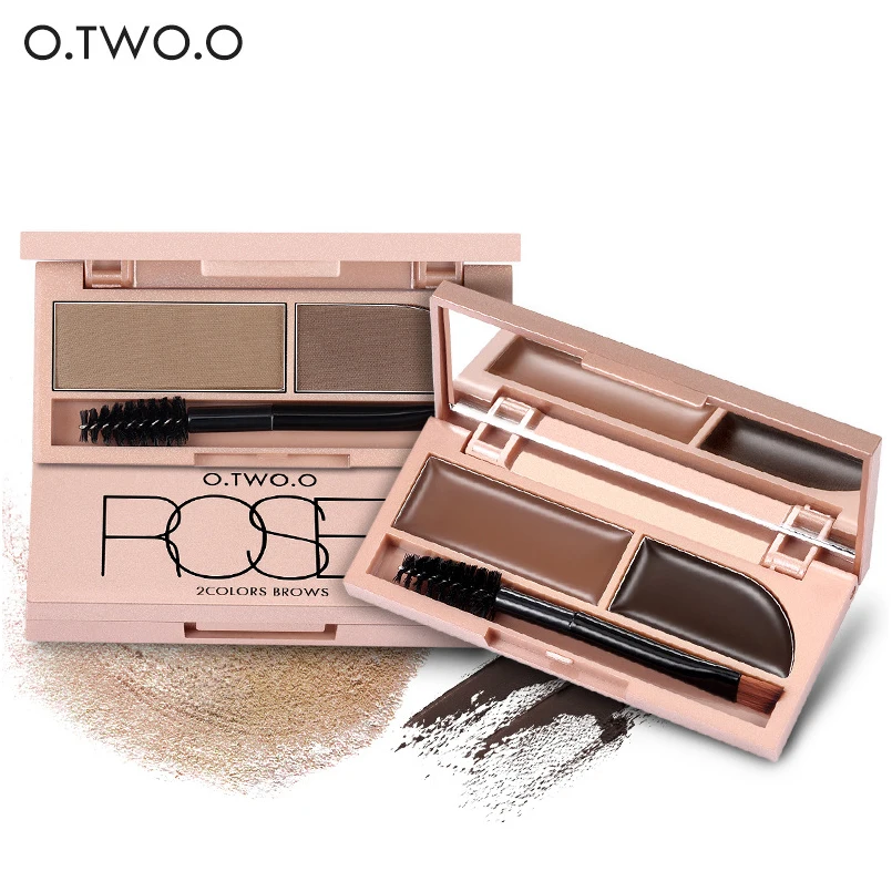 

O.TWO.O Double Color Eyebrow Powder&Cream Set with Brush Long Lasting Eyebrow Tint Waterproof Natural Eyes Makeup Pigment Makeup