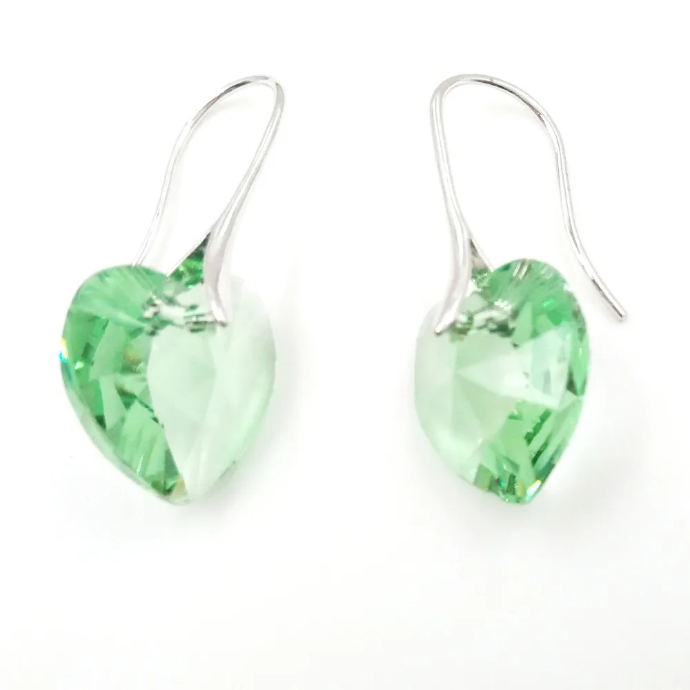 SHDEDE Heart Crystal from Swarovski Long Dangle Drop Earrings Jewelry For Female Bijoux Women Gift *24797