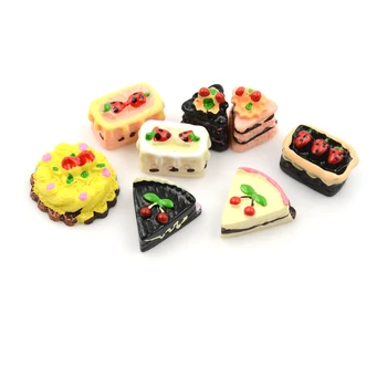 

2018 New 8 PCS assorted flavored chocolate strawberry cherry pie miniature Cake for dollhouse kitchen toys Birthday Party Gift