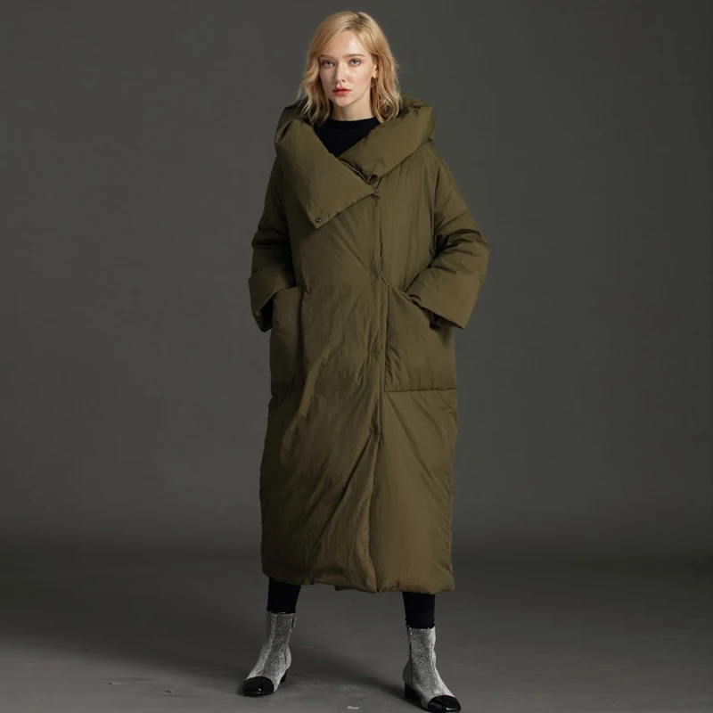 Бренд размера плюс зимние куртки женские пушистые пуховые пальто женские винтажные Длинные теплые с капюшоном свободные женские зимние пиджаки AO675